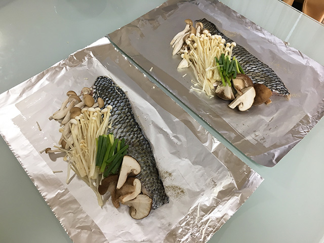 盛り付け・白身魚のホイル焼き