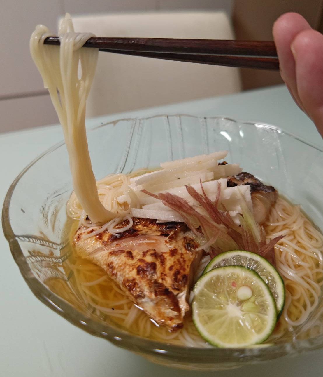 若狭柚庵焼きの冷やしすだちそうめん,釣果メシ