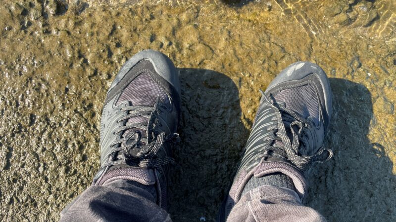 フェルトスパイクの防滑性｜ダイワDS-2603,フィッシングシューズ,インプレ