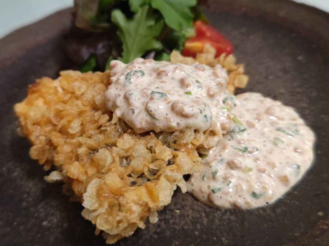 アジの玄米フレークフライ・ひきわり納豆のタルタルソース|アジ料理,おすすめ,レシピ,釣果メシ