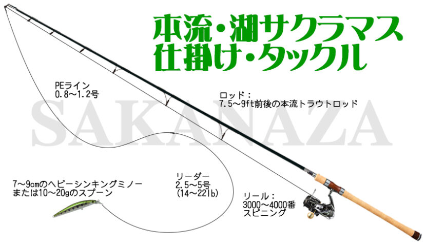 本流・湖サクラマス仕掛け・タックル図解